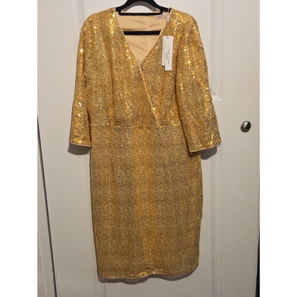 Belle Poque Womens 2XL Gold Sequin Dress Cocktail Party Gatsby Holiday NWT